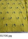 Yellow Cambric Cotton Thread Embroidery - 44 inches